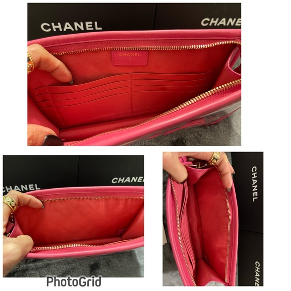 CHANEL PINK CHA - NEL WRISTLET/CLUTCH - Picture 8 of 11